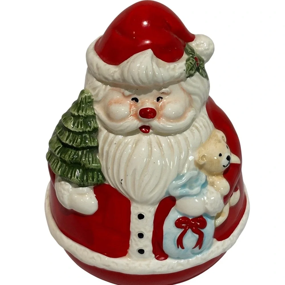 Vintage Ceramic Santa Claus Coin Penny Bank Christmas Teddy Festive Holiday cute
